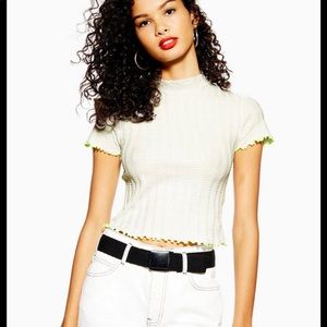 NWT TOPSHOP contrast lettuce white crop top